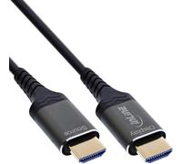 InLine Cable HDMI AOC Ultra High Speed HDMI 2.1 de fibra óptica para 8 K, 60 Hz, 4 K, 240 Hz, conector de aluminio, ARC eARC HDR, dorado, 50 m, 17950X