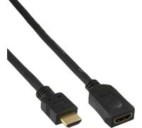 InLine - Cable HDMI (conectores macho a hembra, alta velocidad, contactos dorados, 1 m), color negro