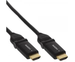 InLine Cable HDMI, HDMI High Speed con Ethernet, macho / macho, contactos dorados, negro, enchufes angulares flexibles, 2m