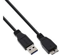 InLine - Cable Plano USB 3.0 (Conector A a Conector Micro B, 3 m), Color Negro