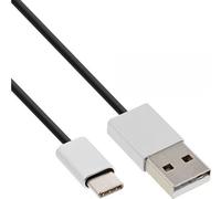 InLine Cable USB 2.0, tipo C macho a A macho, negro/aluminio, flexible, 1m