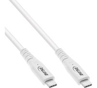 InLine Cable USB 4, cable de carga USB-C a USB-C de 240 W, PD 3.1, 40 Gb/s, 8K a 60Hz, Thunderbolt 3, para pantallas, discos duros, tarjetas gráficas, teléfonos inteligentes y más, 5 pies, blanco,
