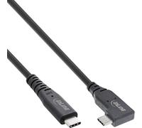 InLine Cable USB 4 de 240 W USB-C a USB-C, en ángulo único, PD 3.1, 40 Gb/s, 8K @ 60 Hz, Thunderbolt 3, para pantallas, discos duros, tarjetas gráficas, smartphones y más, 0,5 m, color negro 35916I