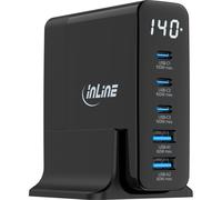 InLine Cargador GaN USB PD 5 Puertos USB-C USB-A 140W 85mm Negro