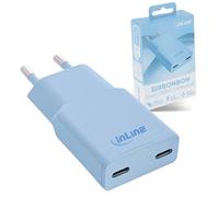 Inline Cargador USB-C de 30 W, Fuente de alimentación GAN con Dual USB-C, PD, PPS, Carga rápida para Smartphone, Tablet, Caramelo Helado/Azul, 31590B