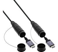InLine Carrete de cable HDMI, Ultra High Speed HDMI 2.1 AOC, 8K @ 60Hz, 4K @ 120Hz, 48 Gb/s, HDMI tipo A macho, PVC negro, 50 m, 17950T