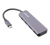 InLine® Concentrador USB 3.2, USB Tipo C a 4 x USB A 10 GB/s, Carcasa metálica, Gris