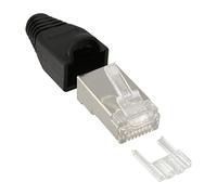 InLine Conector crimpado 74590S con protección contra torceduras y enhebrado (100 Unidades), Color Negro