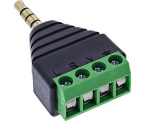 Inline Conector Jack de 3,5 mm de 4 Polos a Bloque de Terminal Adaptador para estéreo y micrófono, Abrazadera de Tornillo de Audio DIY AV reparación prototipado, 92504J