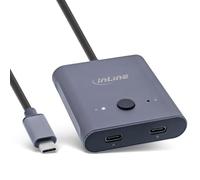 InLine Conmutador USB-C bidireccional (Datos y vídeo), Salida 2 en 1 o 1 en 2 Salidas, Distribuidor/conmutador para PC, 8 K @ 60 Hz, vídeo 4 K @ 60 Hz, Transferencia de Datos de 10 GB/s, Carga de 100