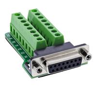 InLine D-Sub 92502A - Bloque de terminales hembra de 2 filas con terminales de tornillo y seguro de rosca, bloque de terminales simple para bricolaje, taller e industria