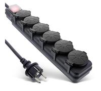 Inline Enchufe con 6 enchufes, IP44, con Interruptor de Encendido/Apagado Iluminado, Mayor protección de Contacto, Longitud: 3 m, 16496O
