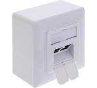 InLine Enchufe de red Cat.6A, 2 conectores RJ45, apantallado, montaje en superficie y empotrado, conector LSA, color blanco RAL9010, para cableado LAN, 76842A