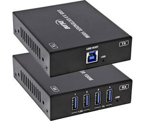 Inline Extensor USB 3.2 Cat.6 100m 5Gb/s PoC RS232 | USB 3.2 Gen.1 hasta 100 m, 5 Gb/s, Cat.6a, PoC, RS232, FSYNC, 4 puertos USB