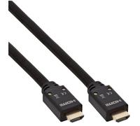 InLine HDMI Cable activo, HDMI de alta velocidad con Ethernet, 4K2K, macho / macho, negro / oro, funda de nylon trenzado 15m