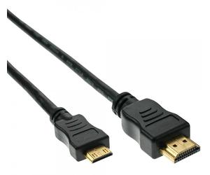 InLine HDMI Mini Cable, Cable HDMI de alta velocidad, macho A a C, contactos chapados en oro, negro, 10m