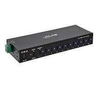 Inline Hub Industrial USB-C de 10 Puertos, USB 3.2 Gen.1, 5 GB/s, Fuente de | 12-24 V CC, riel DIN y montaje en pared, carcasa de aluminio, protección ESD, Plug & Play