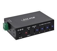 Inline Hub Industrial USB-C de 4 Puertos, USB 3.2 Gen.1, 5 GB/s, con Fuente | 12-24 V CC, riel DIN y montaje en pared, carcasa de aluminio, función de carga BC1.2, mecanismos de protección
