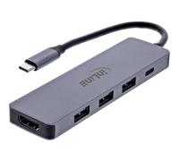 Inline Hub multifunción con 3 Puertos USB-A 5 GB/s, HDMI 4K 60 Hz, USB-C Power Delivery 100 W, Compatible con Windows macOS Linux 33271A