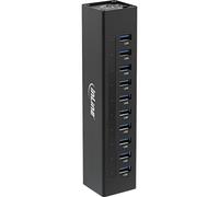 InLine Hub USB 3.2 de 10 Puertos, Carcasa de Aluminio, Negro, con 4 A