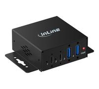 Inline Industrial USB 3.2 Hub de 4 Puertos, 2 x USB-A / 2 x USB-C, 5 GB/s | USB-C Host con bloqueo de rosca, 12-24 V CC, carcasa metálica, montaje en pared, BC1.2, Plug & Play