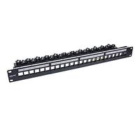 InLine Keystone - Panel de conexión (24 puertos, 19 pulgadas, 1 U, RAL 9005 | Para módulos Cat.6A, Cat.6 y Cat.5, 24 clips de cable, campos de etiquetado, hasta 10 Gb/s