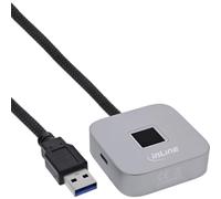 Inline Lector de Huellas Dactilares con concentrador USB, Windows Hello, USB-A/USB-C, Color Plateado