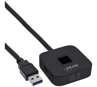 Inline Lector de Huellas Dactilares con concentrador USB, Windows Hello USB-A/USB-C, Negro