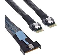 Inline MCIO 27663A - Cable de Datos MCIO x8 Macho a 2 Conectores SFF-8654 4i, PCIe Gen5 NVMe SAS de Alta Velocidad Twinax de Alta Velocidad, 0,5 m