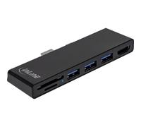 InLine MultiHub, Surface Pro 4/5/6, toma USB 3.2 Tipo-A de 3 puertos HDMI 4K, lector de tarjetas, negro