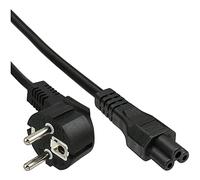 InLine Netzkabel für Notebook, Schutzkontaktstecker gewinkelt auf 3pol Kupplung, Schwarz, 2m