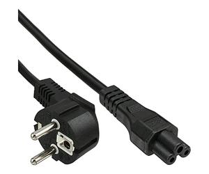 InLine Netzkabel für Notebook, Schutzkontaktstecker gewinkelt auf 3pol Kupplung, Schwarz, 2m