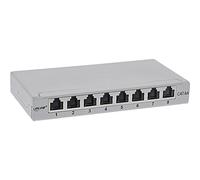 InLine® Patchfeld Cat.6A 0,5HE - Panel para Mesa (8 vías, con protección contra el Polvo, para Mesa/Pared), Color Gris