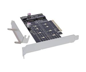 InLine® PCI Express 76660N - Tarjeta para 2 Tarjetas internas NVMe M.2 Key M, bifurcación, PCIe x8, Incluye Soporte de Perfil bajo