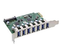 InLine PCIe 76661L - Tarjeta USB 3.2 (7 Puertos USB-A Gen.1, 5 GB/s, conexión de alimentación SATA, VL805, para Windows y Linux)
