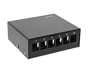 InLine RAL9005 - Enchufe para 6 Conectores Keystone RJ45, Color Negro