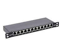 InLine® RAL9005 - Panel de Parche (10", Cat. 6A, 0,5U, 12 Compartimentos), Color Negro