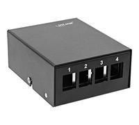 InLine® RAL9005 - Placa de conexión para 4 Conectores Keystone RJ45, Metal, Color Negro