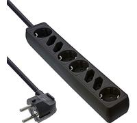 InLine Regleta 16481 con 8 enchufes, 4 enchufes con protección y 4 enchufes europeos, 1,5 m, color negro