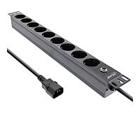 InLine® Regleta de 19 Pulgadas, 9 Compartimentos, Conector C14, protección contra sobrecarga
