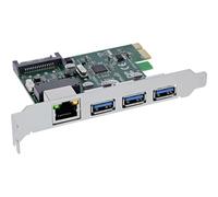InLine® - Tarjeta combinada de red Gigabit y USB 3.2 Gen.1, 1 RJ45, 3 USB-A, PCIe x1, 51125R
