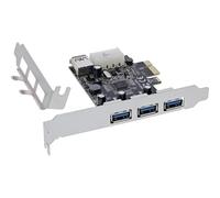 InLine® Tarjeta de Interfaz, 3 x + 1 x USB 3.2 Gen.1, PCIe, Compatible con Molex, Conector de alimentación de 4 Pines, Incluye Soporte de Perfil bajo, 76662D