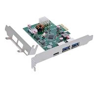 InLine Tarjeta PCIe, 1 x USB-C PD3.0 y 2 Puertos USB-A, 5 GB/s, Conector de alimentación de 6 Pines, VL805, para Windows & Linux, 76661M