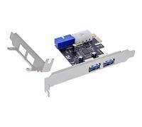 InLine® Tarjeta PCIe USB 3.2, 4 Puertos USB-A (2 externos + 2 Soportes), 5 GB/s, Perfil bajo, VL805, para Windows y Linux, 76666G