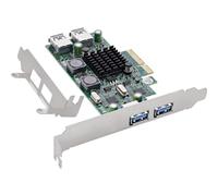 Inline Tarjeta PCIe USB, USB 3.2 Gen.1, 4 Puertos, 2 x Interno/externos | NEC/Renesas uPD720202, PCIe x4, hasta 5 Gb/s por puerto, intercambio en caliente, bajo perfil