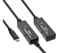 InLine USB 3.2 Gen.1 - Cable alargador activo USB 3.2 Gen.1, conector USB-C macho a USB-C hembra, cable Reapter con amplificación de señal, larga distancia, para discos duros, impresoras, cámaras web,