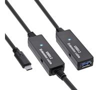 InLine USB 3.2 Gen.1 - Cable alargador Activo USB 3.2 Gen.1 Macho USB-C a Hembra USB-A, Cable Reapter con amplificación de señal, Larga Distancia, para Discos Duros, impresoras, cámaras Web, teclados