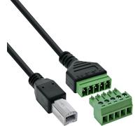 Inline USB-B 92504I - Cable Adaptador Macho a Bloque Terminal de 5 Pines, Cable de conexión para alimentación y líneas de Datos, código de Colores, 1 m, DIY y reparación, Color