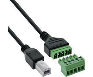 Inline USB-B 92504I - Cable Adaptador Macho a Bloque Terminal de 5 Pines, Cable de conexión para alimentación y líneas de Datos, código de Colores, 1 m, DIY y reparación, Color