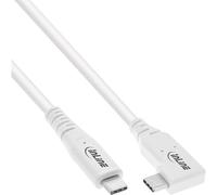 InLine USB4 Kabel USB-C einseitig gewinkelt PD 240W 8K60Hz TPE Weiss 1m - Cable - Digital